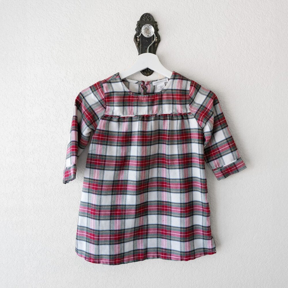 Pottery Barn Kids 3T Red Green Plaid Flannel Nightgown | Holiday Pajamas